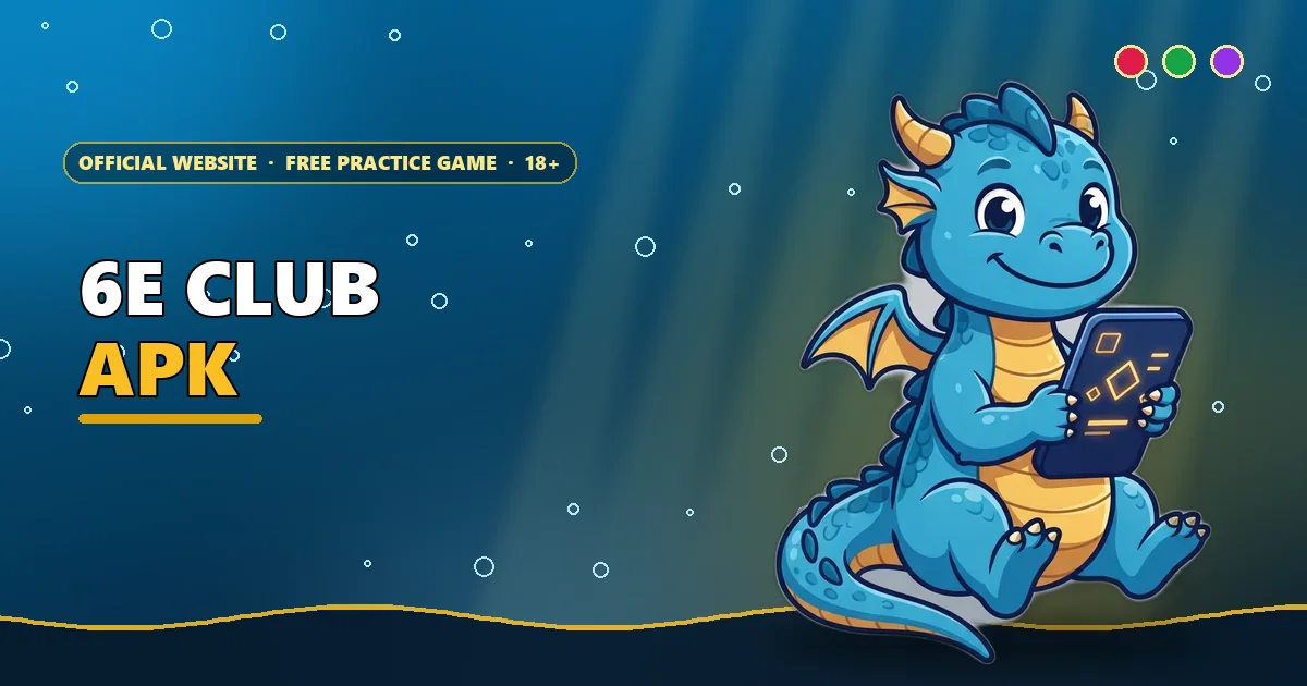 Baby blue dragon holding a smartphone for the 6E Club APK guide