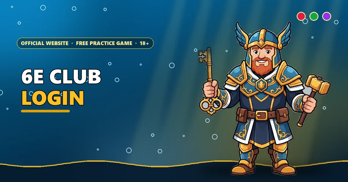 Thunder-hammer guardian holding a golden key for the 6E Club login guide