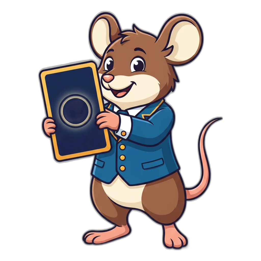 Field mouse holding up an 18+ card to show the game is for adults